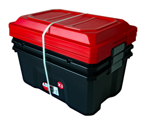 Lot 3 malles de rangement 40L LOCKER rouge/noir